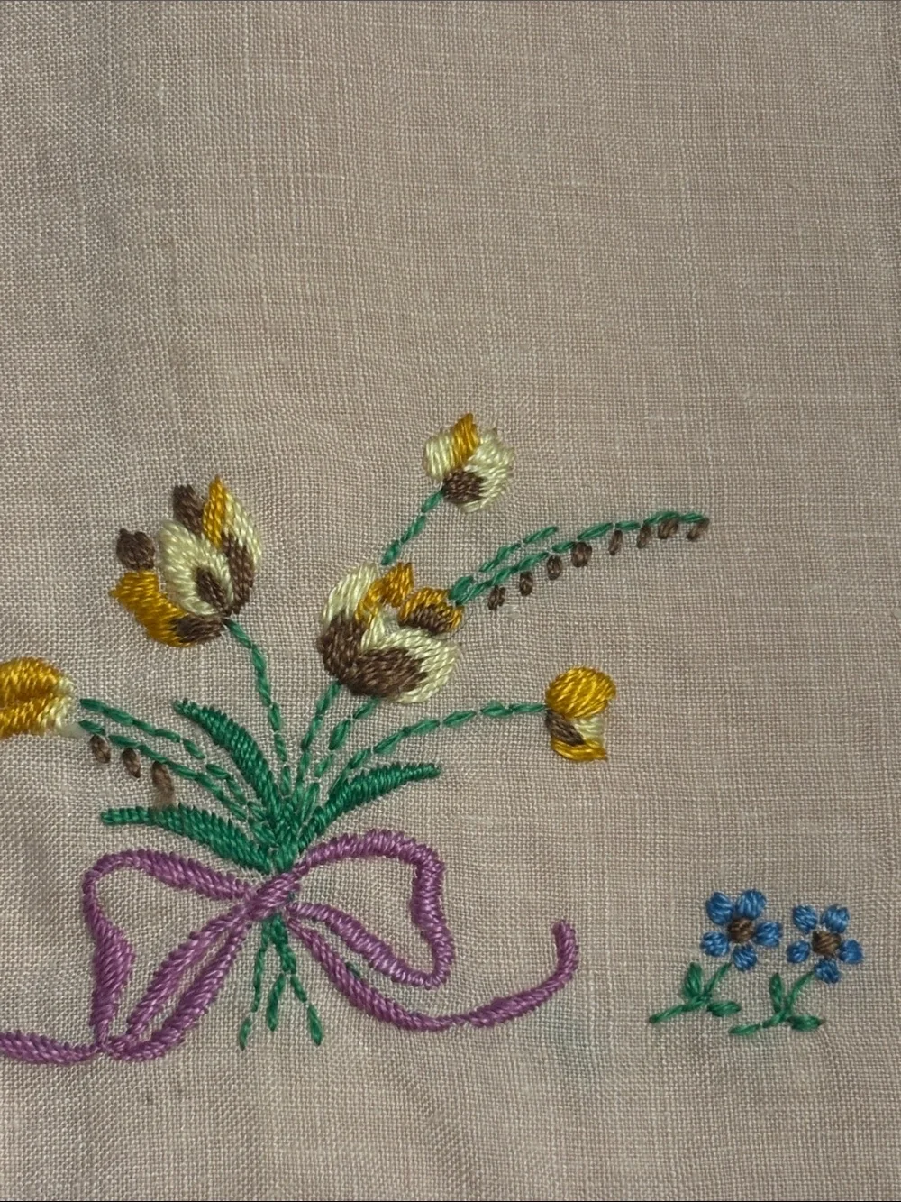 Vintage pink embroidered tea towels